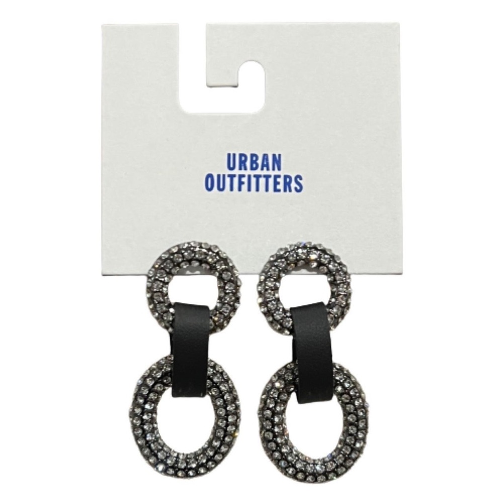 ☆ Black & Silver Dangly Rhinestone Earrings ☆